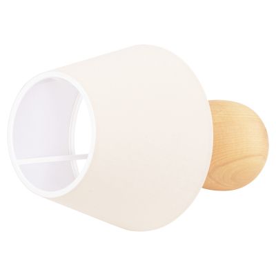 TABLE LAMP CONNI HM4710 CREAM WHITE CAP-WOODEN BASE Φ23x34Hcm.