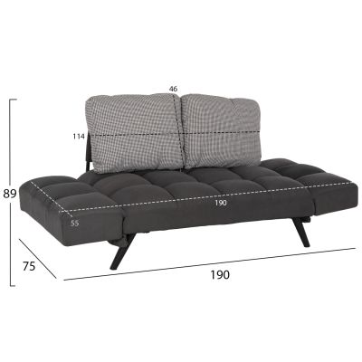 Диван 3 места HM3169.01 СИВ с възглавници 165-190x75x89Η cm