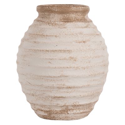 DECORATIVE VASE PYDNA HM7940 TERRACOTTA IN ANTIQUE WHITE-BEIGE COLORING Φ20x25Hcm.