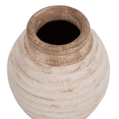DECORATIVE VASE PYDNA HM7940 TERRACOTTA IN ANTIQUE WHITE-BEIGE COLORING Φ20x25Hcm.