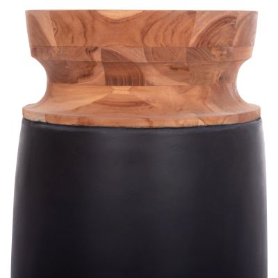 DECORATIVE FLOOR VASE LINTER HM4662.01S FIBER CEMENT IN BLACK--TEAK WOOD Φ34x60Hcm.