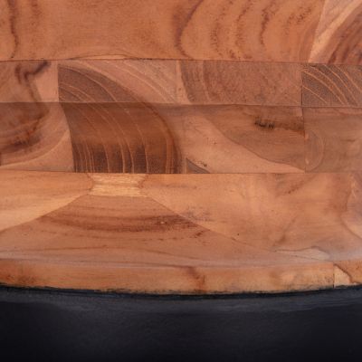 DECORATIVE FLOOR VASE LINTER HM4662.01S FIBER CEMENT IN BLACK--TEAK WOOD Φ34x60Hcm.