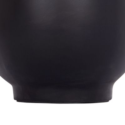 DECORATIVE FLOOR VASE LINTER HM4662.01S FIBER CEMENT IN BLACK--TEAK WOOD Φ34x60Hcm.