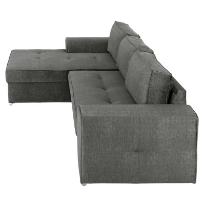 LEFT CORNER SOFA NACHO HM3279.02L ANTHRACITE FABRIC-SILVER METAL LEGS 270x163x88Hcm.