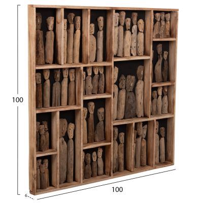 WALL DECORATION MYST HM4274 FRAME WITH FIGURINES MADE OF DRIFTWOOD 100x6x100Hcm.