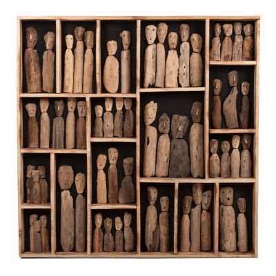 WALL DECORATION MYST HM4274 FRAME WITH FIGURINES MADE OF DRIFTWOOD 100x6x100Hcm.