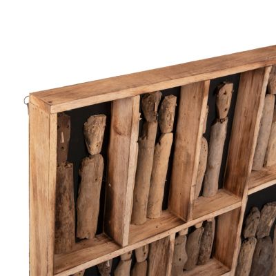 WALL DECORATION MYST HM4274 FRAME WITH FIGURINES MADE OF DRIFTWOOD 100x6x100Hcm.