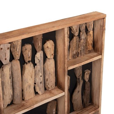 WALL DECORATION MYST HM4274 FRAME WITH FIGURINES MADE OF DRIFTWOOD 100x6x100Hcm.