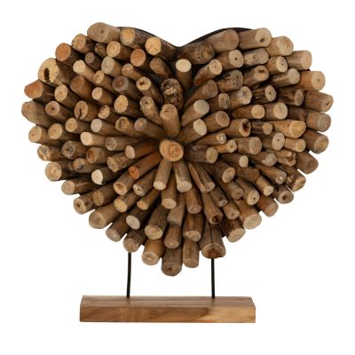 TABLE DECORATION SHINZO HM7911 HEART SHAPE TEAK BRANCH WOOD IN NATURAL COLOR 57x5x56Hcm.
