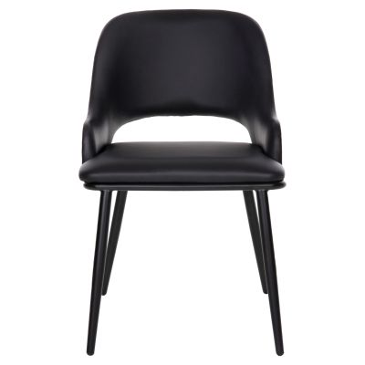 DINING CHAIR DELF HM9617.01 PU BLACK-BLACK METAL LEGS-WOODEN BACK IN NATURAL 48x55x76Hcm.