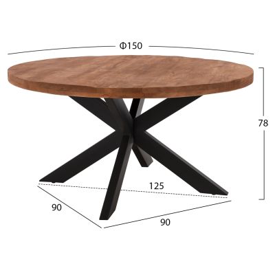Кръгла маса LEVINHO Мангово дърво масив с дебелина 6 см Φ150x78Η HM8485.11