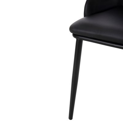 DINING CHAIR DELF HM9617.01 PU BLACK-BLACK METAL LEGS-WOODEN BACK IN NATURAL 48x55x76Hcm.