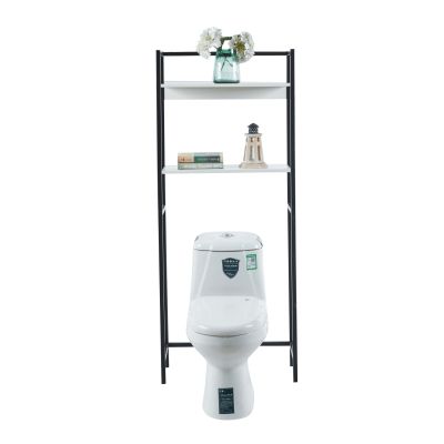 BATHROOM RACK HYGI HM18072.02 METAL FRAME IN BLACK-MDF SHELVES IN WHITE 64x25x156Hcm.