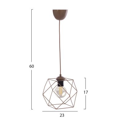 Hm7643.02 Пендел, златист цвят, една крушка, метална многоъгълна "шапка" в клетка