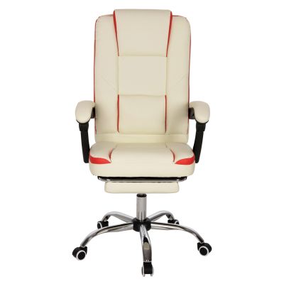 OFFICE CHAIR SEENA HM1190.03 BEIGE-RED PU-FOLDING FOOTREST 62x65x115Hcm.