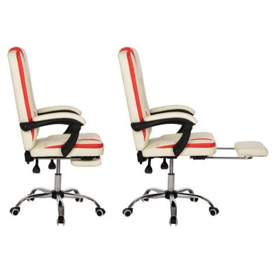 OFFICE CHAIR SEENA HM1190.03 BEIGE-RED PU-FOLDING FOOTREST 62x65x115Hcm.