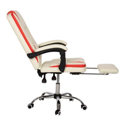 OFFICE CHAIR SEENA HM1190.03 BEIGE-RED PU-FOLDING FOOTREST 62x65x115Hcm.