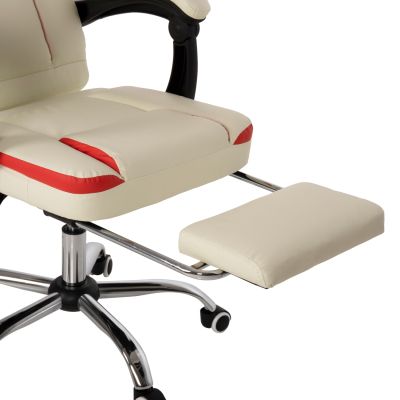 OFFICE CHAIR SEENA HM1190.03 BEIGE-RED PU-FOLDING FOOTREST 62x65x115Hcm.