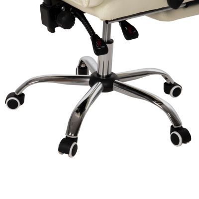 OFFICE CHAIR SEENA HM1190.03 BEIGE-RED PU-FOLDING FOOTREST 62x65x115Hcm.