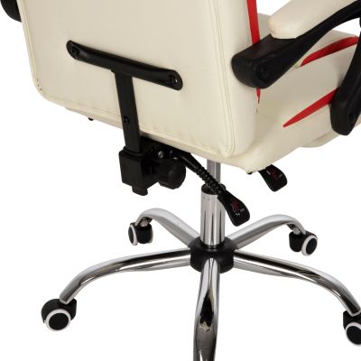 OFFICE CHAIR SEENA HM1190.03 BEIGE-RED PU-FOLDING FOOTREST 62x65x115Hcm.