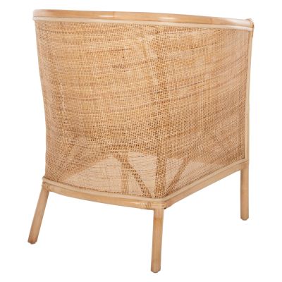 ARMCHAIR APRON HM9818 PERFORATED RATTAN IN NATURAL COLOR-WHITE CUSHION 75x70x85Hcm.