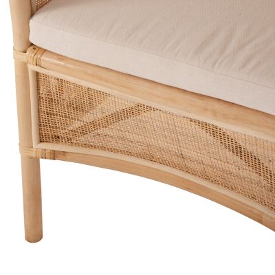 ARMCHAIR APRON HM9818 PERFORATED RATTAN IN NATURAL COLOR-WHITE CUSHION 75x70x85Hcm.