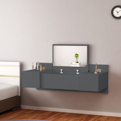 WALL MOUNTED DRESSING TABLE LINDE HM8960.12 MELAMINE IN ANTHRACITE 100x39x33Hcm.