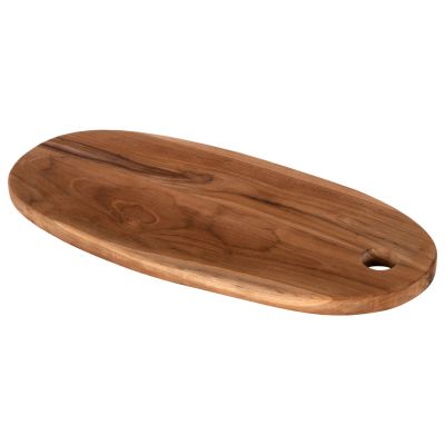 ДЪСКА ЗА РЯЗАНЕ ОВАЛНА ЗА КУХНЯ HM4284 ТИКОВО ДЪРВО В НАТУРАЛ-С ОТВОР ЗА ЗАКАЧВАНЕ 15x41x2H см.