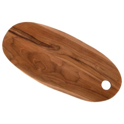 ДЪСКА ЗА РЯЗАНЕ ОВАЛНА ЗА КУХНЯ HM4284 ТИКОВО ДЪРВО В НАТУРАЛ-С ОТВОР ЗА ЗАКАЧВАНЕ 15x41x2H см.