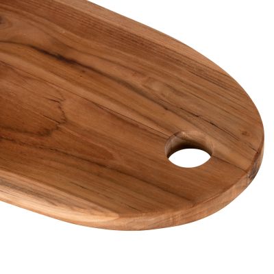 ДЪСКА ЗА РЯЗАНЕ ОВАЛНА ЗА КУХНЯ HM4284 ТИКОВО ДЪРВО В НАТУРАЛ-С ОТВОР ЗА ЗАКАЧВАНЕ 15x41x2H см.