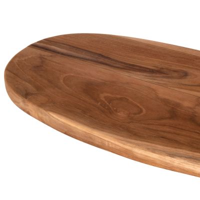 ДЪСКА ЗА РЯЗАНЕ ОВАЛНА ЗА КУХНЯ HM4284 ТИКОВО ДЪРВО В НАТУРАЛ-С ОТВОР ЗА ЗАКАЧВАНЕ 15x41x2H см.