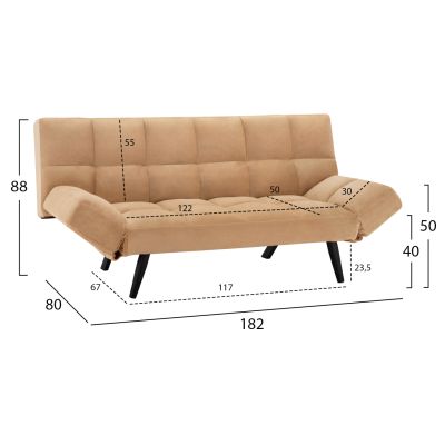 Разтегателен диван 3 места Velvet Beige HM3167.07 182x80x88cm