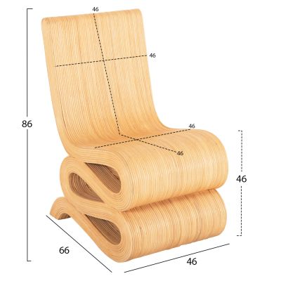 ARMCHAIR CURVY LOUNGE2 HM9885 NATURAL RATTAN 46x66x86Hcm.
