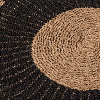 ROUND CARPET KIRKI HM7845 NATURAL SEAGRASS FIBERS IN BLACK-NATURAL COLOR Φ200cm.
