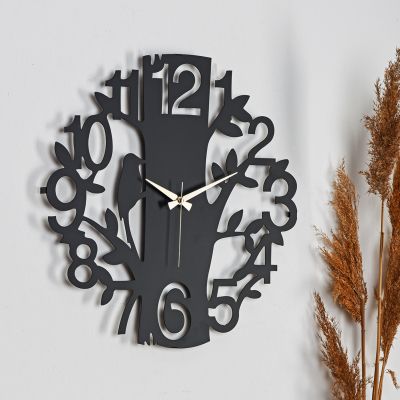 BLACK METAL WALL CLOCK HM7634.01 D50 cm.