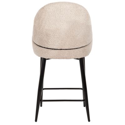 BAR STOOL MEDIUM HEIGHT HM8586.02 ECRU BOUCLE FABRIC-BLACK METAL LEGS 55x62x105H cm.