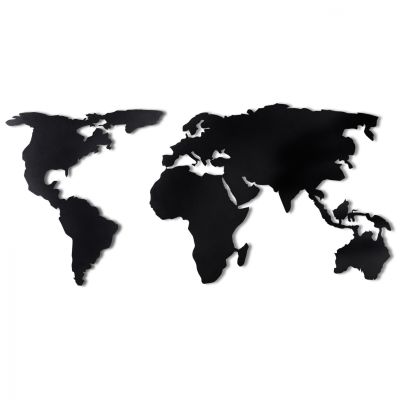 100% METALLIC BLACK WALL DECORATION WORLD MAP HM7209 60Χ120 cm.