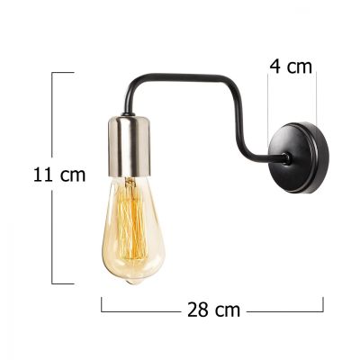 Wall lamp metallic black HM7305 28x4x11 cm.