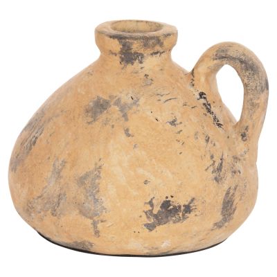 DECORATIVE TABLE VASE VERMO HM4394 TERRACOTTA IN BRUSHED BEIGE Φ22x17Hcm.