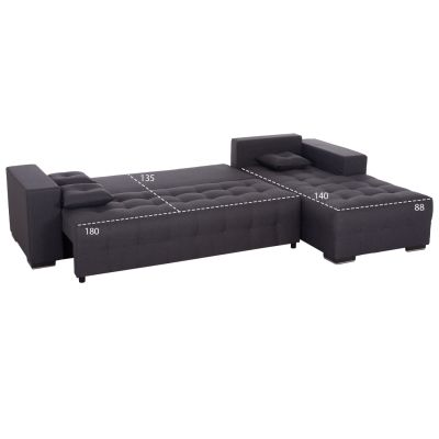 CORNER SOFA-BED WITH STORAGE SPACE TRENDSTON HM3302.01R GREY FABRIC 298x177x95Hcm.