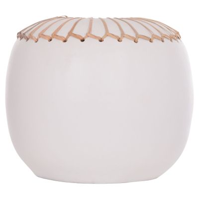DECORATIVE TABLE VASE LENNOX HM4675.02L TERRACOTA IN WHITE--Φ22x20Hcm.