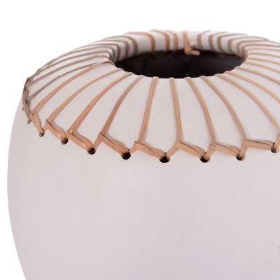 DECORATIVE TABLE VASE LENNOX HM4675.02L TERRACOTA IN WHITE--Φ22x20Hcm.