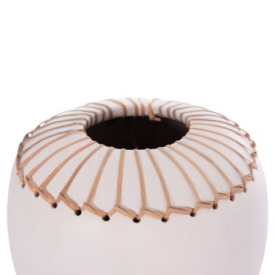 DECORATIVE TABLE VASE LENNOX HM4675.02L TERRACOTA IN WHITE--Φ22x20Hcm.