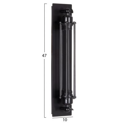 WALL SCONCE 2-LIGHT BEACON HM4463 METAL IN BLACK 10x10x47Hcm.