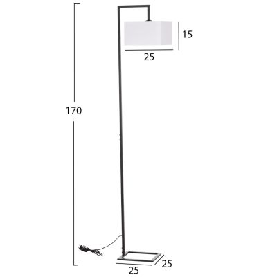 FLOOR STANDING LAMP BRANS HM7532.11 BLACK METAL--WHITE PVC CAP 25x33x170Hcm.