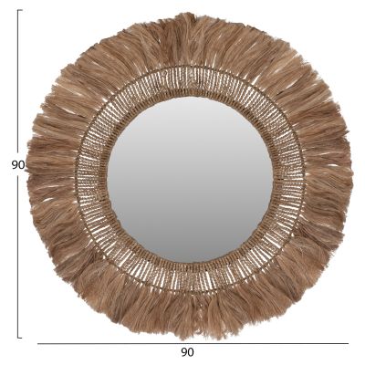 MIRROR ROUND WITH ABACA FIBER FRAME IN NATURAL COLOR 90x4x90Hcm.HM7736