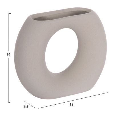 CERAMIC TABLE DECOR ELLIPTO HM4646.03 MATTE GREY 18x6.5x14Hcm.