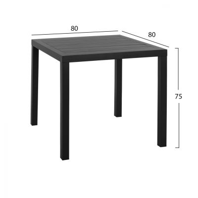 ТРАПЕЗЕН КОМПЛЕКТ 3БР АЛУМИНИЕВА МАСА 80X80 И ВЪГЛИЩНИ КРЕСЛА HM11439