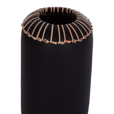DECORATIVE TABLE VASE LENNOX HM4675.01S TERRACOTA IN BLACK--Φ18x33Hcm.