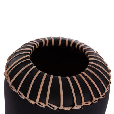 DECORATIVE TABLE VASE LENNOX HM4675.01S TERRACOTA IN BLACK--Φ18x33Hcm.